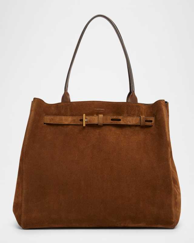 Audrey Large Tote Bag in Calfskin Suede
